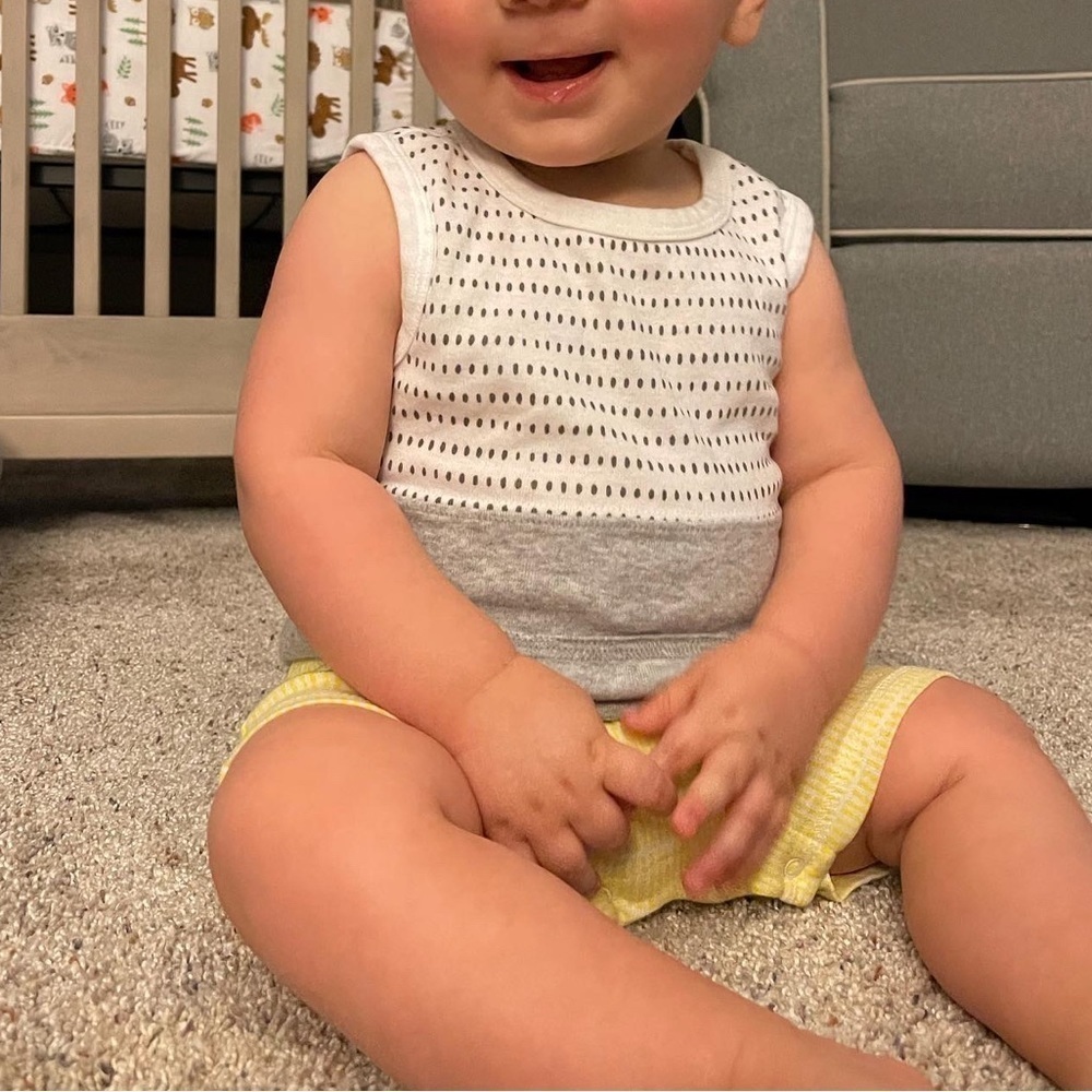 Lamaze | yellow stripped tank romper | baby boy 9 mo - Picture 7 of 7